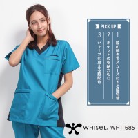 医療・メディカル・ユニフォームWHISEL ホワイセル  男女兼用スクラブ WH11685 メンズ レディース  医療・メディカル・ユニフォームSS-4L