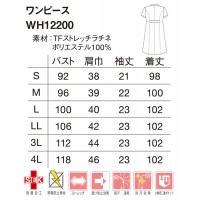 医療・メディカル・ユニフォームWHISEL ホワイセル  ワンピース WH12200 レディース  医療・メディカル・ユニフォーム SEKマークS-4L