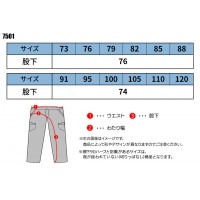 作業服 ホシ服装  カーゴパンツ 7501 メンズ 秋冬用 作業着 帯電防止 73- 120