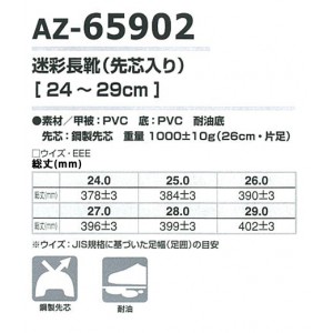 アイトス 安全靴AZ-65902 作業長靴（先芯あり） 耐油底