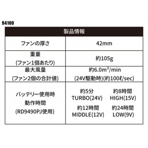 【2024春夏新作】 空調風神服 24V仕様ファンセット(ななめタイプ) RD9410PH 作業服 春夏用  男女兼用 94100 大川被服 作業着